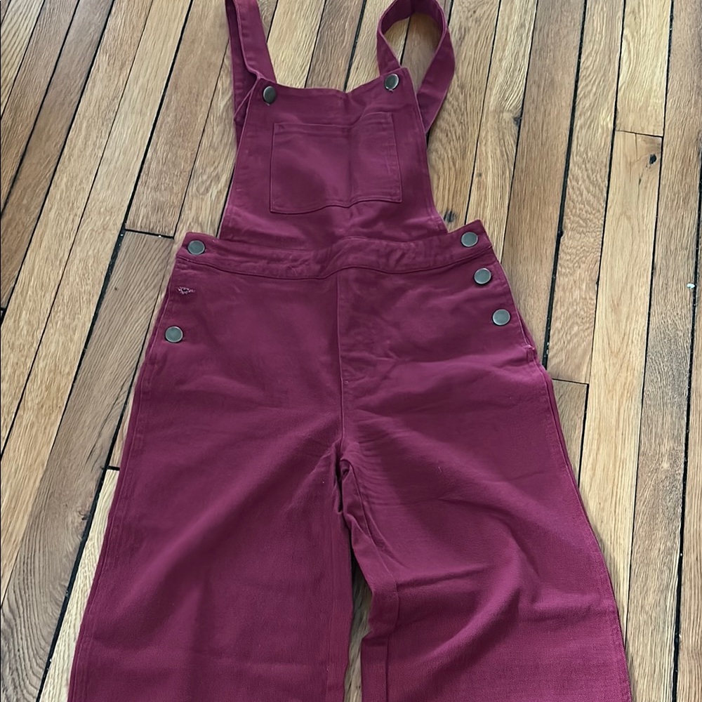Forever 21 Burgundy Wide-Leg Overalls